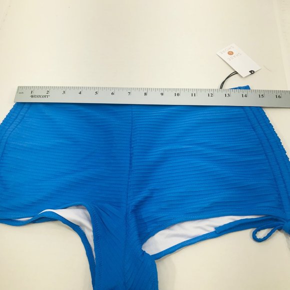 Shade And Shore Women's Size Medium 8-10 High Waist Bikini Swim Bottom Blue New - Picture 6 of 8